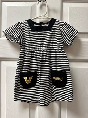 Vanderbilt Black & White Striped Girls' Casual Dress